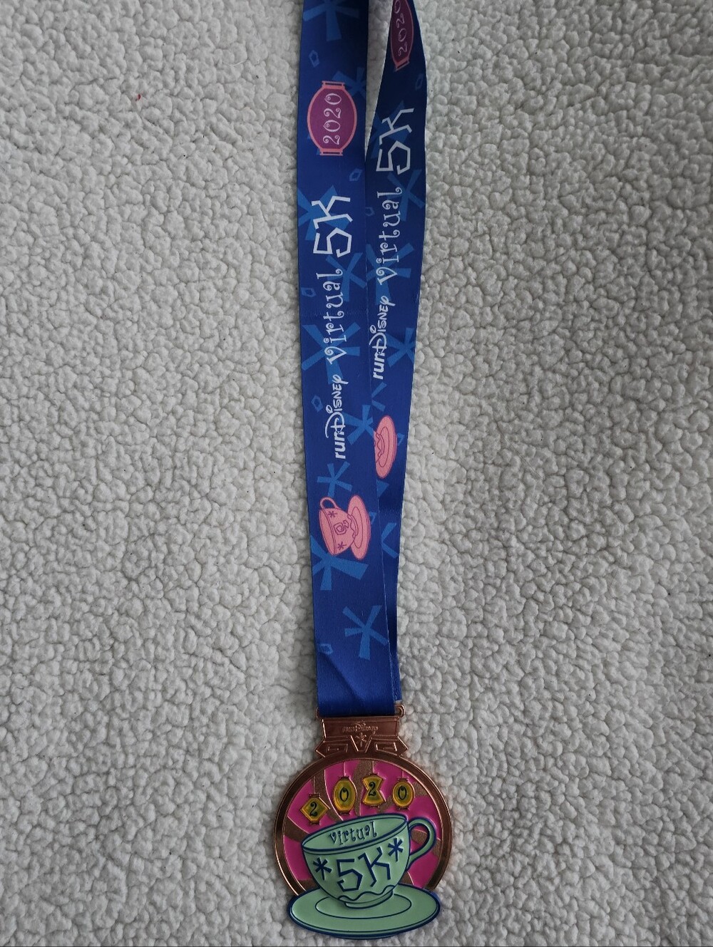 Disney 2020 Teacup 5K Medal with Blue Ribbon